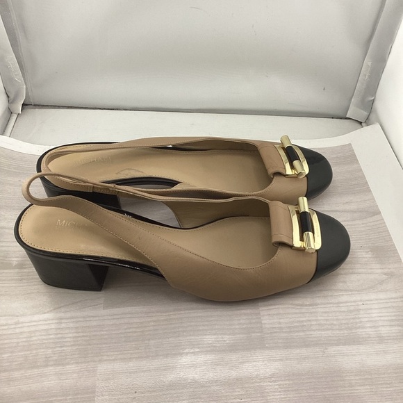 Michael Kors Tan and Black Slingback Heels - Picture 2 of 4